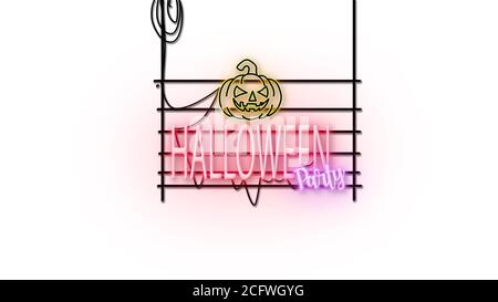 halloween Zeichen Emblem in Neon-Stil auf weißem Hintergrund Stockfoto