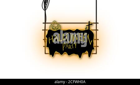 halloween Zeichen Emblem in Neon-Stil auf weißem Hintergrund Stockfoto