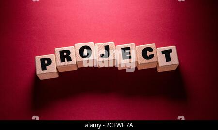 Projekt Wort geschrieben auf Holzwürfel Stockfoto