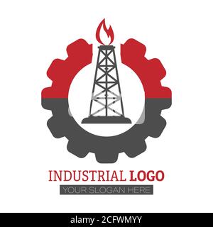 Industrielogo. Stock Vektorbild für Logo, Logo, Aufkleber oder Aufkleber. Flacher Stil isoliert auf weißem Hintergrund Stock Vektor