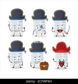 Cartoon Charakter der Füllung Form mit verschiedenen Piraten Emoticons Stock Vektor