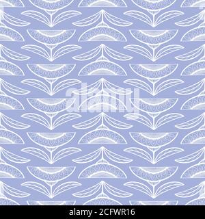 Sonnenblumenmuster. Hübsche Vektor Umriss floralen nahtlose Wiederholung in blau und weiß. Süßes geometrisches Layout. Stock Vektor