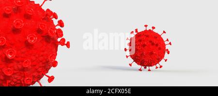 3D-Rendering Coronavirus close-up Banner 3D-Rendering Stockfoto