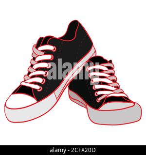 Farbige Illustration von schwarzen Sneakers. Vektor-Element für Ihre Kreativität Stock Vektor