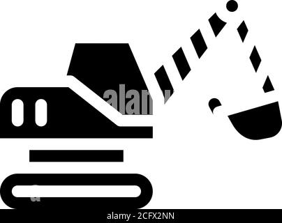 Bagger Bau Fahrzeug Glyphe Symbol Vektor Illustration Stock Vektor