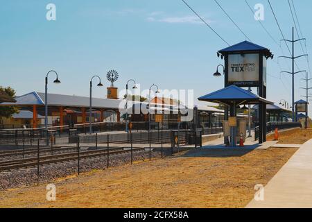 GRAPEVINE, TEXAS, USA - 24. JULI 2019: Bahnhof Grapevine. Stockfoto