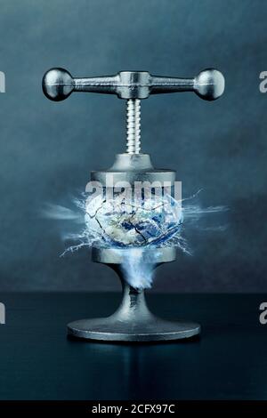 Erdwelt unter Druck Konzept Stockfoto