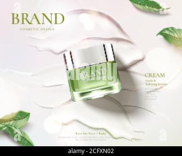 Anzeigenvorlage für einfaches Hautpflegeprodukt, JAR-Mock-up-Set auf reinen weißen Creme Proben in 3d-Illustration Stock Vektor