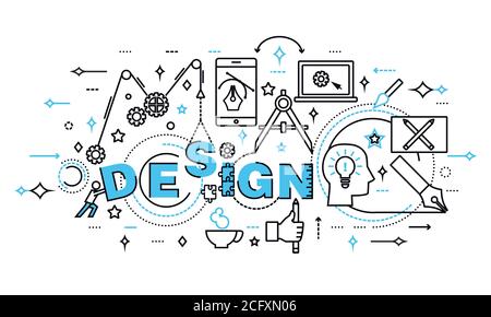 Moderne flache dünne Linie Design Vektor Illustration, Konzept der Design-Prozess und Web-Entwicklung, für Grafik-und Web-Design Stock Vektor