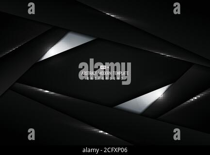 Abstrakte Kunstwerke aus weißem und schwarzem Tech-Template-Design mit Licht glitzert Hintergrund. Verwenden Sie für Werbung, Poster, Grafiken, Vorlagendesign, Druck. Stock Vektor