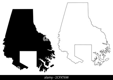 Baltimore County, Maryland (U.S.-County, Vereinigte Staaten von Amerika, USA, U.S., US) Kartenvektorillustration, Scribble Sketch Baltimore map Stock Vektor