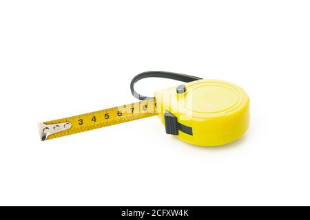 Gelbes Bauband isoliert auf weißem Hintergrund Stockfoto