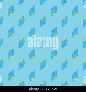 Nahtloses Muschelmuster auf dem cyanfarbenen Hintergrund Stock Vektor