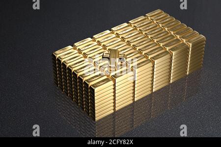 Glänzendes Gold Bars - 3D-Rendering Stockfoto