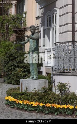 Gedenktafel am Geburtsort des Dirigenten Herbert von Karajan, Salzburg, Land Salzburg, Österreich, Europa, Stockfoto