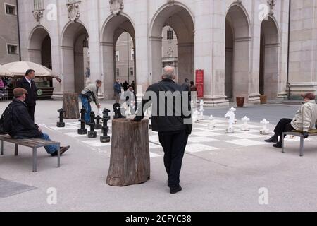 Schachspieler, Salzburger Dom, Österreich Stockfoto