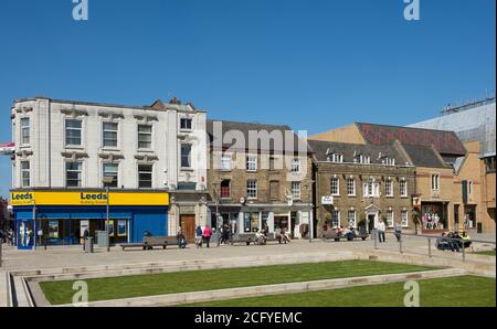 Geschäfte im Stadtzentrum von Peterborough, Cambridgeshire, England. Stockfoto