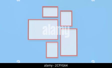 3d Render Fame Mockup auf himmelblauem Hintergrund Stockfoto