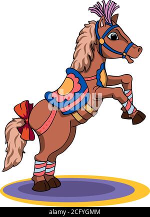 Zirkus, Zirkus Tiere, Spaß, zeigen, Elefant, Tiger, Affe, Nilpferd, Illustration, Spaß, Leistung, Mähne, Tiere, Tier, Pferd, Spiel Stock Vektor