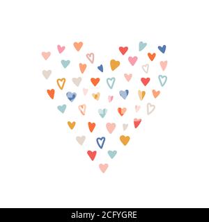 Handgezeichnetes Herz isoliert auf weißem Hintergrund. Valentinskarte. Handgemachtes Herz-Symbol für Valentinstag, Hochzeit, Geburtstag. Sammlung von Farben Herzen Stock Vektor
