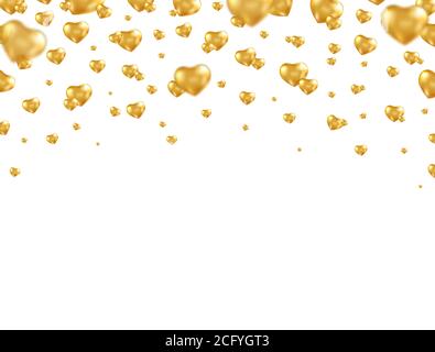 Herz-Rahmen mit goldenem Ballon. Helle Heliumballons. Valentinskarte. Goldenes Herz geformter Luftballon. Romantischer Rahmen. Vektorgrafik Stock Vektor