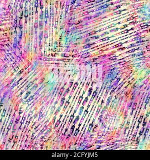 Blurry Regenbogen Glitch künstlerische Collage Textur Hintergrund. Unregelmäßige Blutung Aquarell Krawatte Farbstoff nahtlose Muster. Ombre verzerrte Boho Batik überall Stockfoto