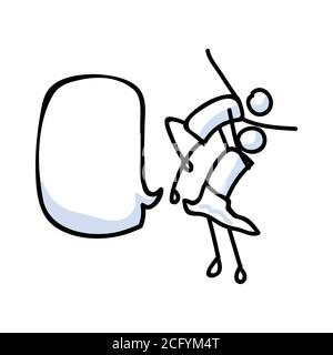 Handgezeichnete stickman Ballet Lift Tänzer mit Sprechblase Konzept. Einfache Umriss Ballerina Figur Doodle Symbol Cliparts. Für Tanzstudio oder Theater Stock Vektor