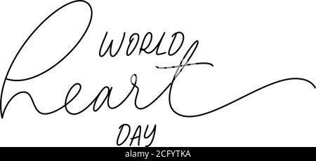 Handgezeichneter Schriftzug „World Heart Day“. Stock Vektor