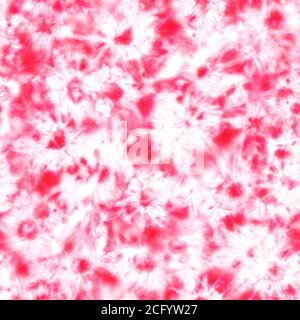 Krawatte Farbstoff Shibori Nahtloses Muster. Aquarell handbemalt rosa rote Zierelemente auf weißem Hintergrund. Aquarell abstrakte Textur. Drucken für te Stockfoto