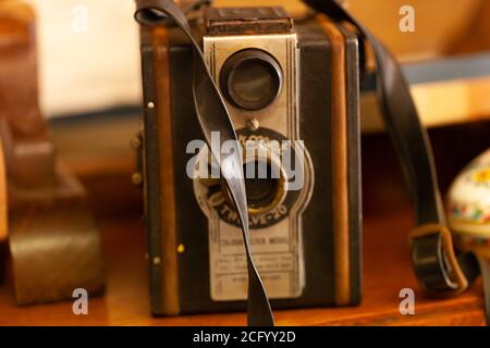 Retro-Fotografie - Ansicht einer 50er Jahre Coronet zwölf-20-Box Kamera Stockfoto