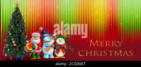 Helle Weihnachtskarte mit Weihnachtsmann Stockfoto