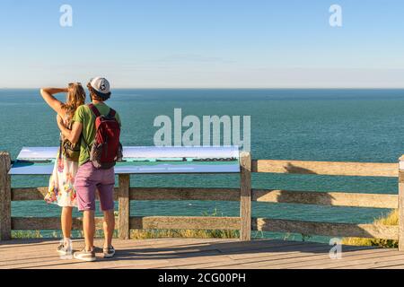 Frankreich, Pas-de-Calais (62), Côte d'Opale, Grand Site des deux Caps, Audinghen, Cap Gris-Nez bietet einen schönen Blick auf die Region, ist es die Heimat der C Stockfoto