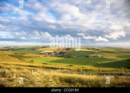 Frankreich, Pas de Calais, Cote d'Opale, Parc naturel regional des Caps et Marais d'Opale, Cap Blanc Nez, escalles Stadt Stockfoto