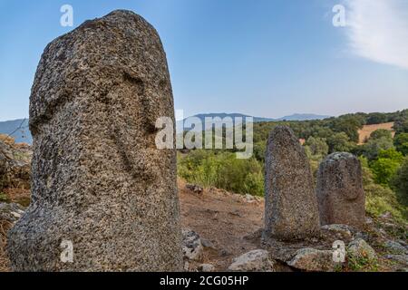 Frankreich, Corse-du-Sud, prähistorische Stätte von Filitosa, Statue-Menhir Stockfoto