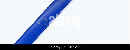 Lederband mit der Flagge der Europäischen Union. Stockfoto