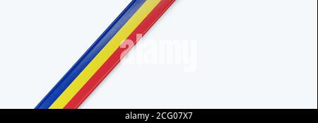 Lederband mit der Flagge Rumäniens. Stockfoto