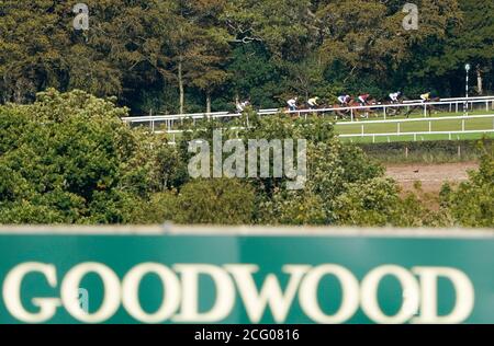 Hirsch Horn von Jockey Hollie Doyle (rechts) auf dem Weg zum Gewinn des Royal Sussex Regiment Handicap auf der Goodwood Racecourse, Chichester. Stockfoto