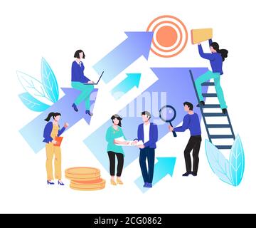 Geschäftsentwicklung und Teamarbeit bei der Inbetriebnahme. Stock Vektor