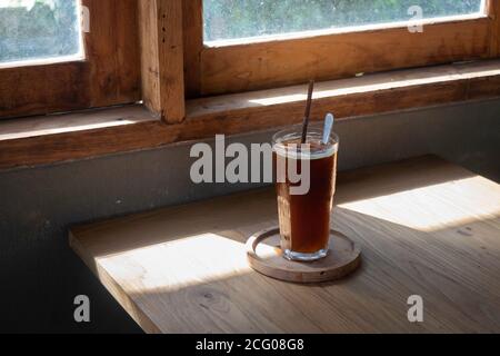 Signature Drink von Eistee pfirsich Kaffee schwarz, Foto Stockfoto