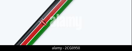 Lederstreifen mit der Flagge Kenias. Stockfoto