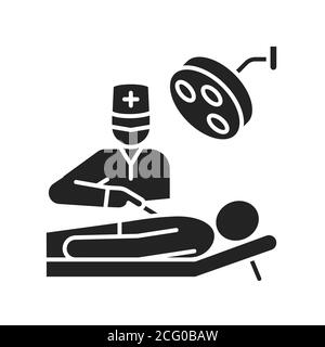 Chirurgie Abdominalhöhle schwarzes Glyph-Symbol. Chirurgischer Notfall. Piktogramm für Webseite, mobile App, Promo. Stock Vektor