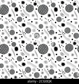 Nahtlose pattern.Black und weißen Kreis Ornament.Hand Zeichnung Malerei Hintergrund. Hintergrund, Hintergrund, Stoff, Wallpaper Design. Stockfoto