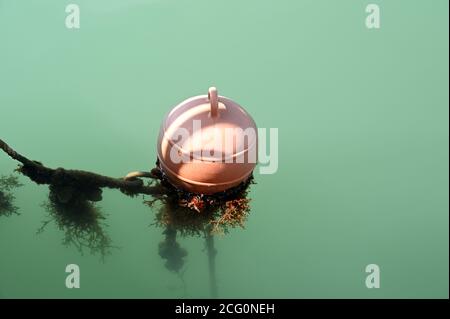 Rote Boje in einer Marina Stockfoto