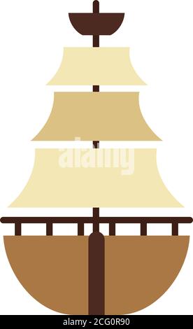 Segelschiff Symbol auf weißem Hintergrund, flacher Stil, Vektor-Illustration Stock Vektor