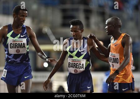 Ostrava, Tschechische Republik. September 2020. Sportler Jacob Kiplimo, rechts, aus Uganda wird während der Golden Spike Ostrava Athletics IAAF World Challenge am 8. September 2020 in Ostrava, Tschechische Republik, gesehen. Kredit: Jaroslav Ozana/CTK Foto/Alamy Live Nachrichten Stockfoto