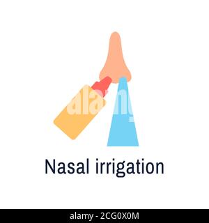 Flaches Symbol für Nasenspülgang auf weißem Hintergrund isoliert. Stock Vektor