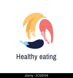 Symbol für gesunde Ernährung isoliert. Logo für natürliche Ernährung. Stock Vektor