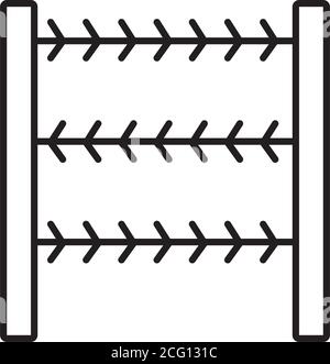 Spikes Zaun Symbol über weißem Hintergrund, Linienstil, Vektor-Illustration Stock Vektor