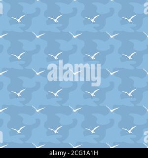 Nahtlose Möwen und Wassermuster Stock Vektor