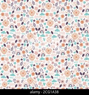 Zeitgemäßes Nahtloses Muster mit verschiedenen Elementen Stock Vektor